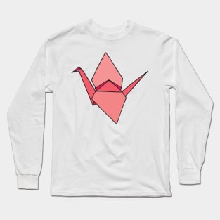 Pink Origami Paper Crane Long Sleeve T-Shirt